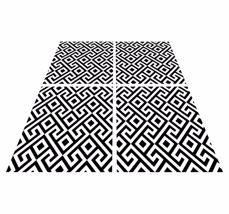 Tapis vinyle noir motif géométrique noir et blanc - TenStickers