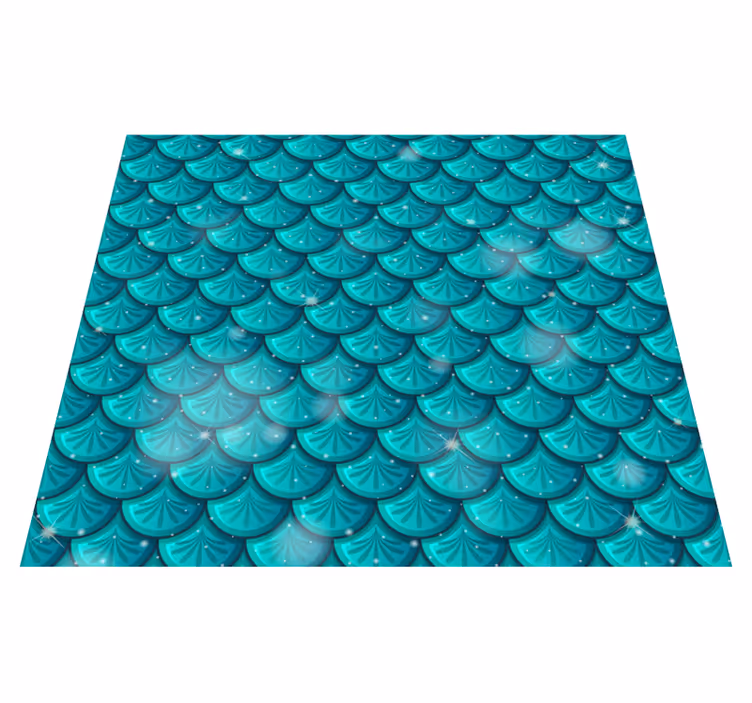 Tapis vinyle vert écailles de sirène bleues - TenStickers