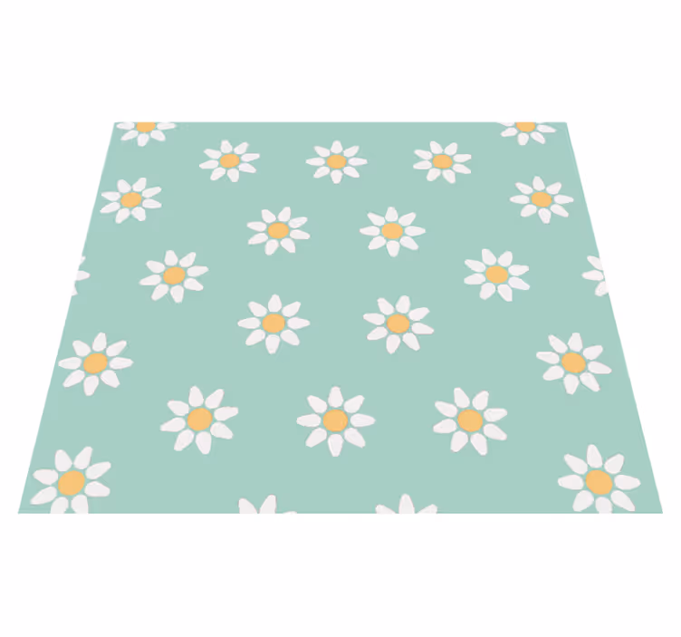 Tapis vinyle vert motif marguerites enfants - TenStickers
