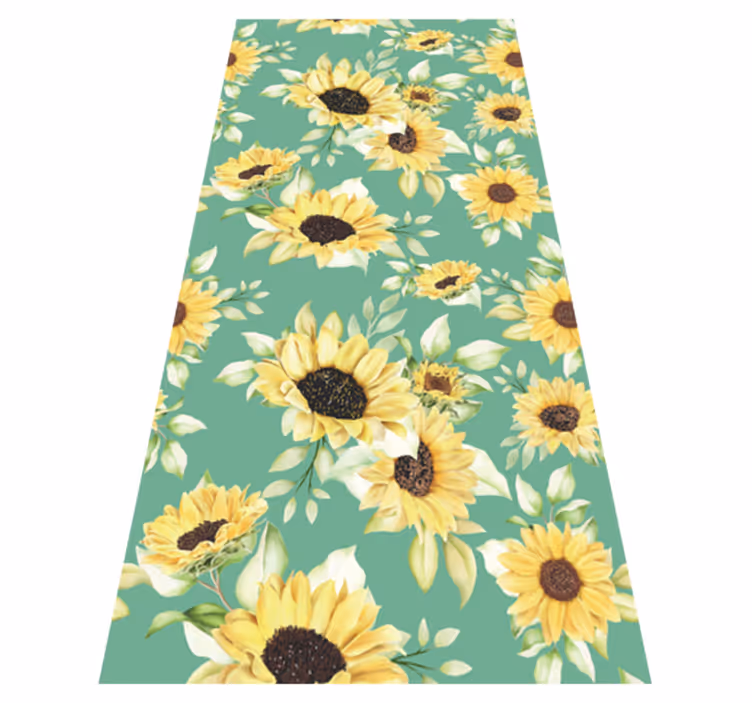 Tapis vinyle vert design floral printanier - TenStickers