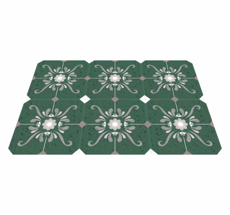 Tapis vinyle vert carreaux de style ancien - TenStickers
