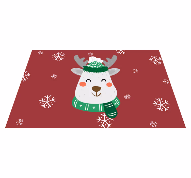 Tapis vinyle rouge renne de noël pour enfants - TenStickers