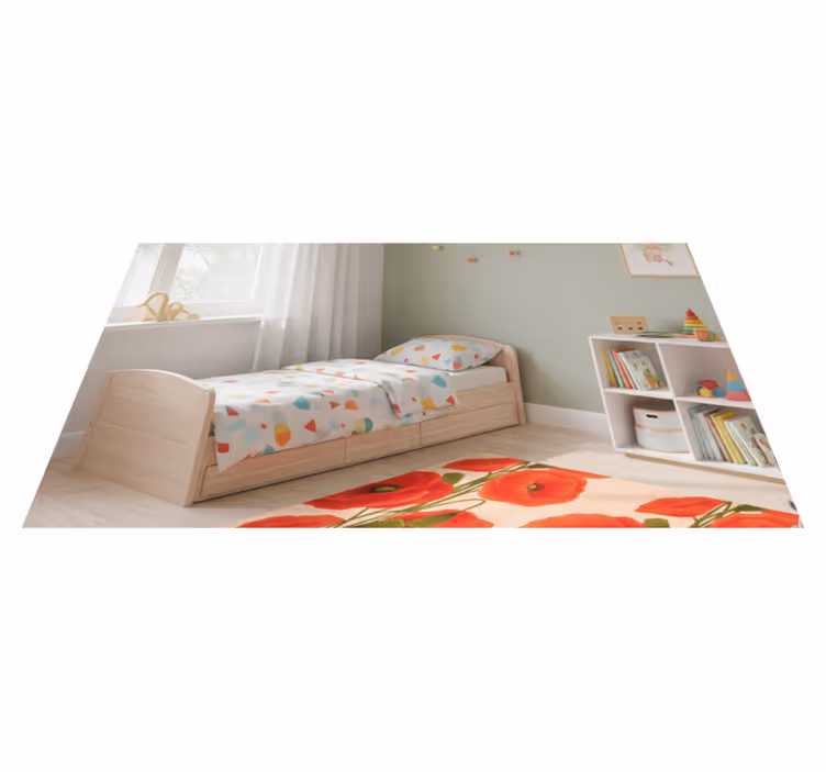 Tapis vinyle rouge motif coquelicots - TenStickers