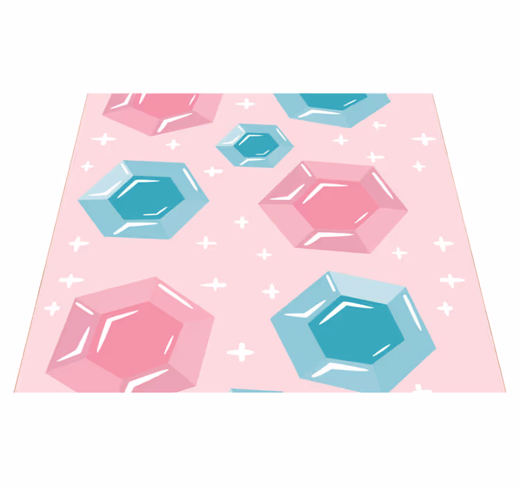 Tapis vinyle rose gemmes géométriques colorées - TenStickers