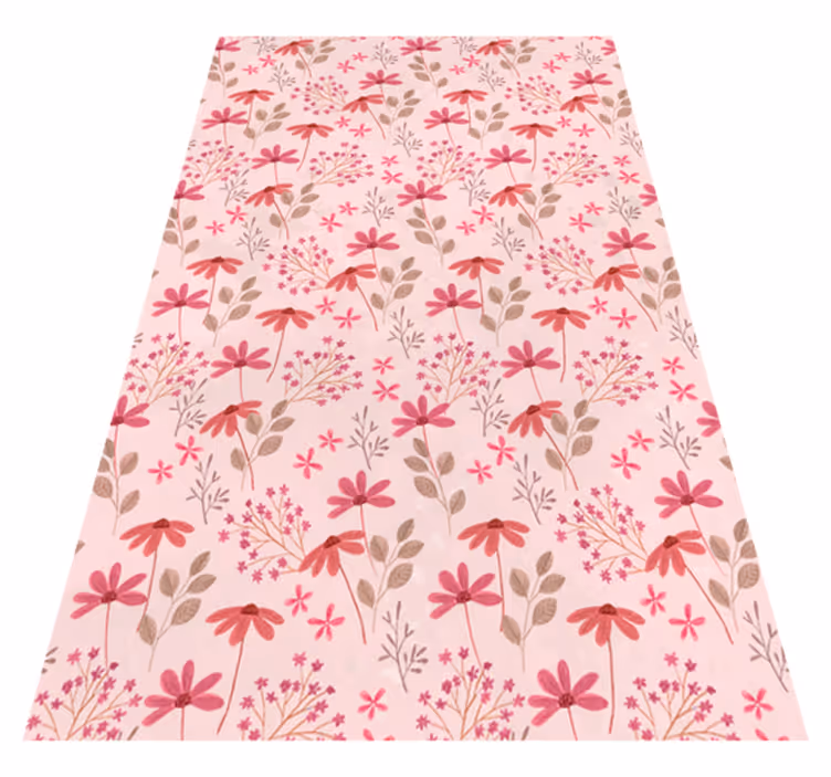 Tapis vinyle rose fleurs petites - TenStickers