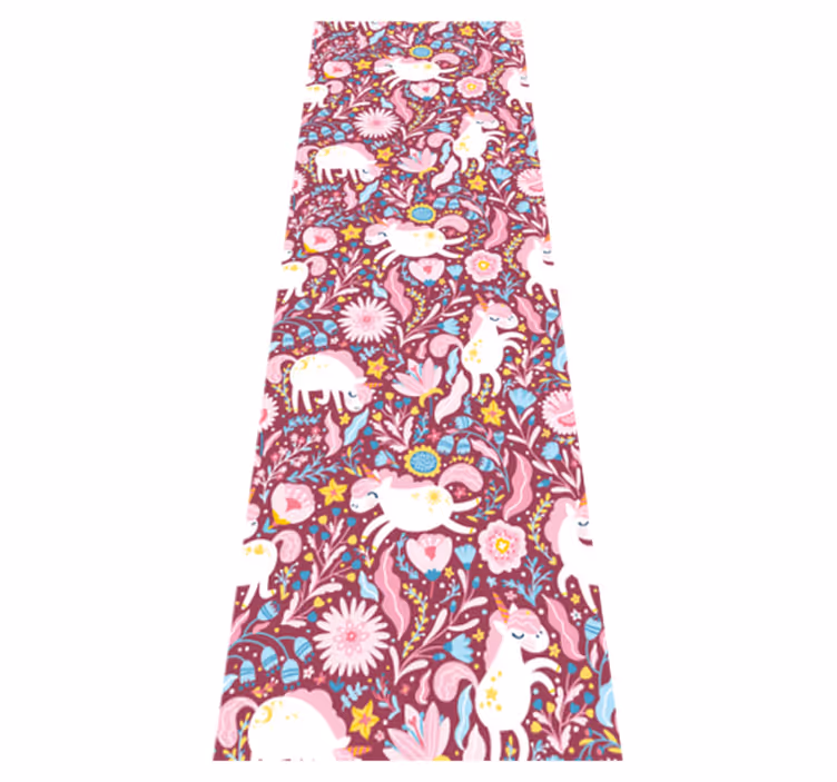 Tapis vinyle rose motif de licornes magnifiques - TenStickers