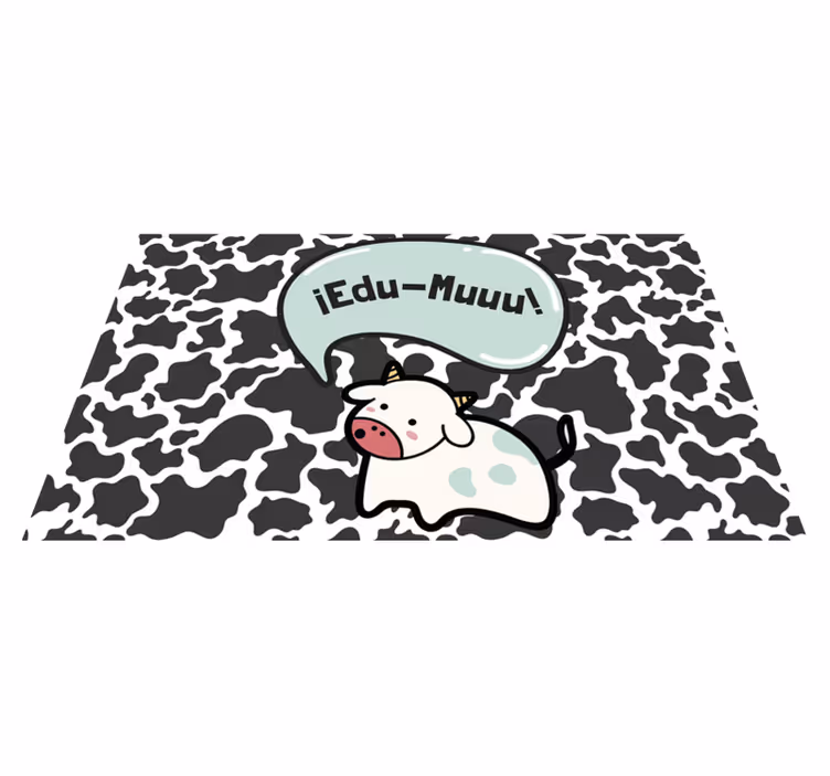 Tapis vinyle enfant animal peau de vache prénom - TenStickers