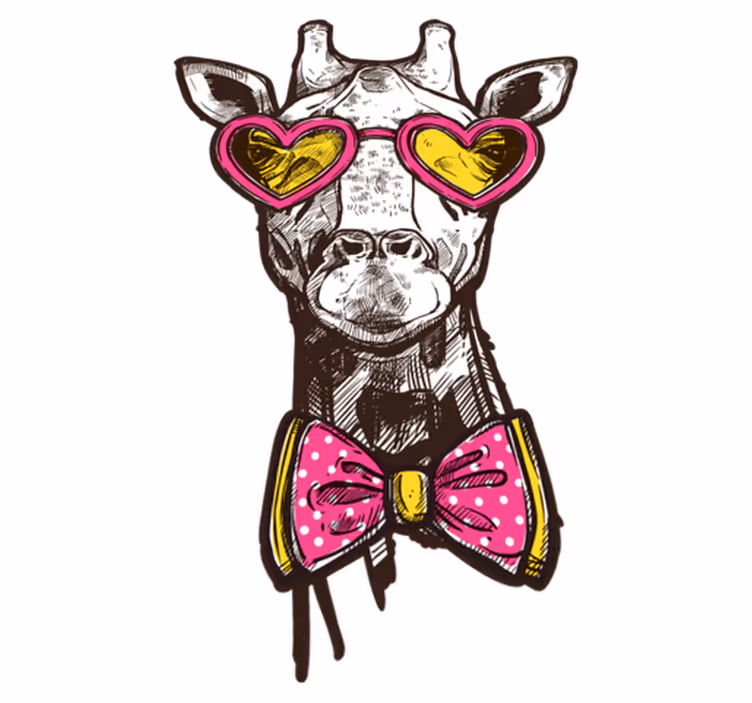Tapis vinyle animal girafe à lunettes et noeud - TenStickers