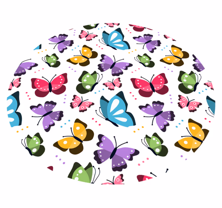 Tapis vinyle rond animal motif papillons colorés - TenStickers