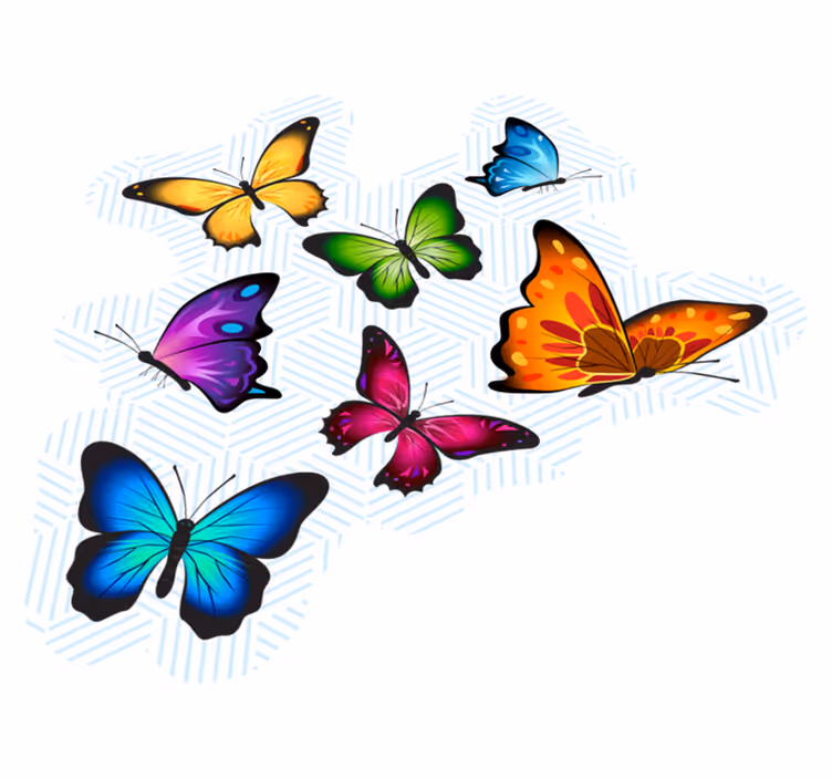 Tapis vinyle animal papillons colorés - TenStickers