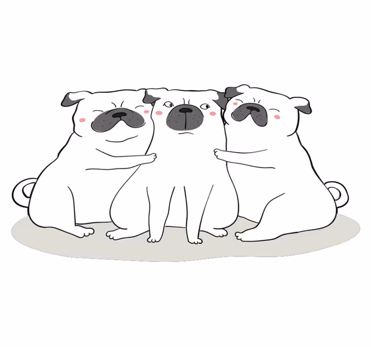 Tapis vinyle animal motif trois chiens carlin - TenStickers