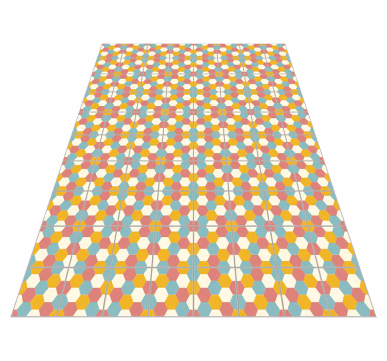 Tapis vinyle cuisine géométrique hexagones colorés - TenStickers