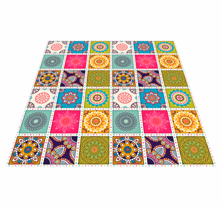 Tapis vinyle mandala motif de mandala coloré - TenStickers