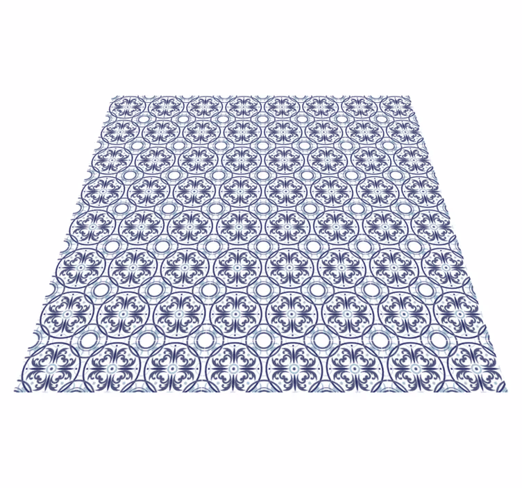 Tapis vinyle carreaux de ciment effet carrelage rond et bleu - TenStickers