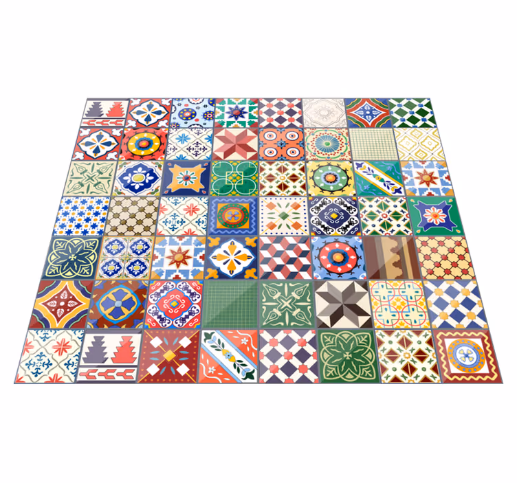 Tapis vinyle carreaux de ciment effet carrelage coloré - TenStickers