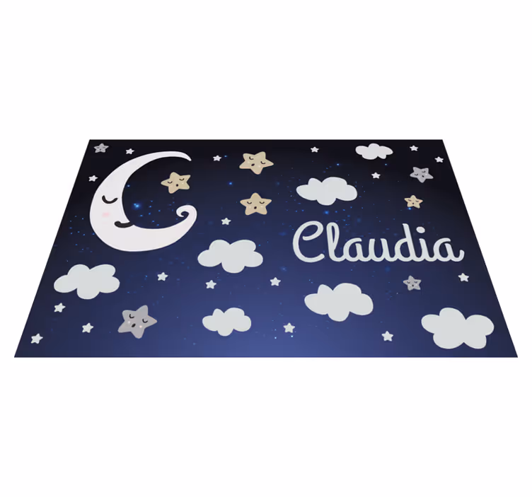 Tapis vinyle avec nom design personnalisable Nuit étoilée - TenStickers