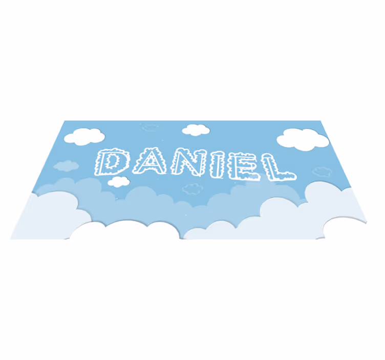 Tapis vinyle chambre enfant ciel bleu et nuages avec nom - TenStickers