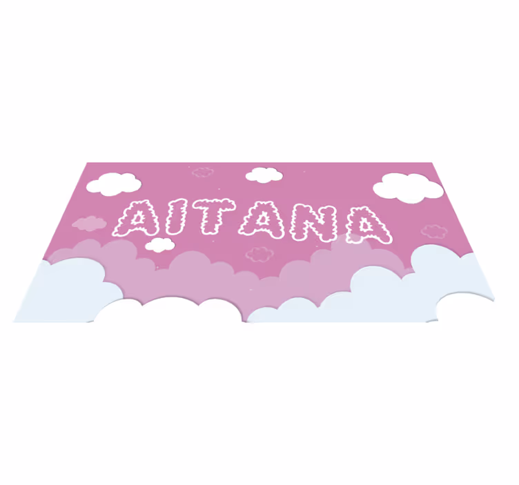 Tapis vinyle chambre bébé nom nuage personnalisé - TenStickers
