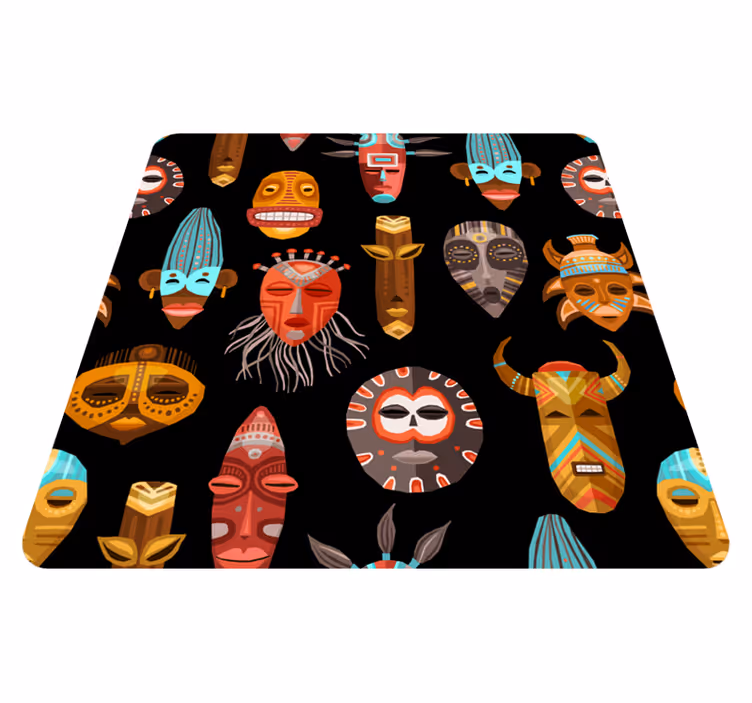 Tapis vinyle salon ensemble de motifs de masques tribaux - TenStickers