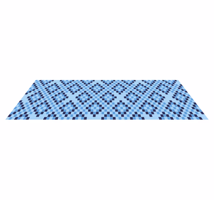 Tapis vinyles géométriques motif géométrique de pixels bleus - TenStickers