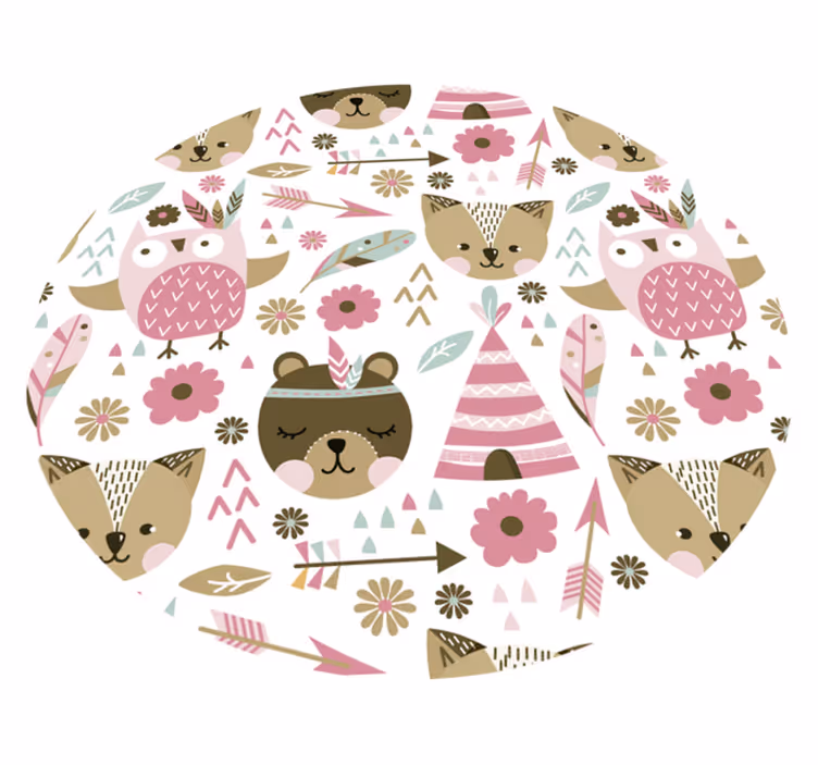 Tapis vinyle rond modèles d'animaux pour enfants - TenStickers