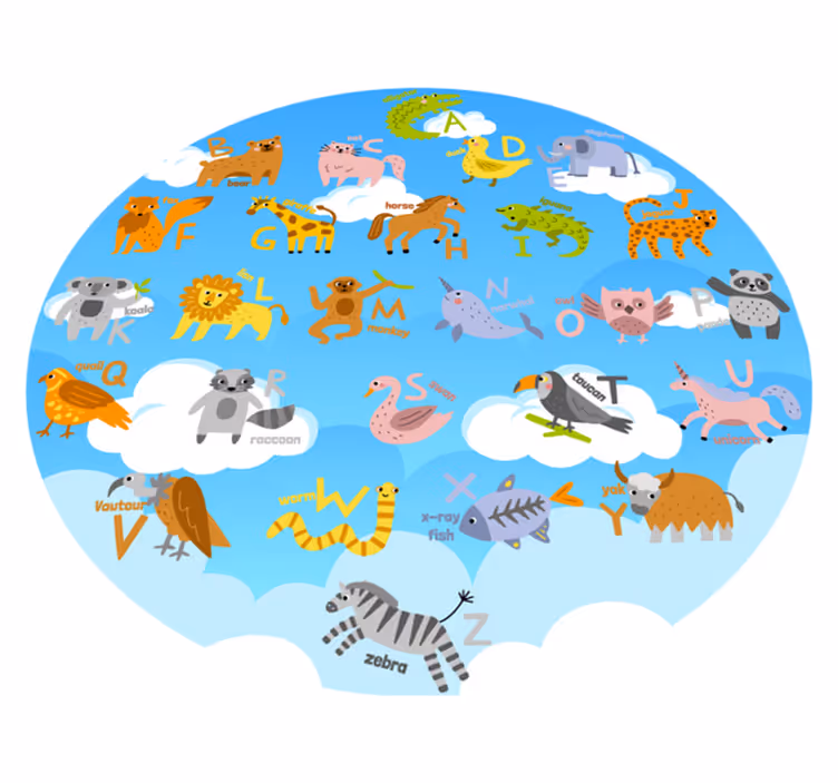 Tapis vinyle chambre le cercle des animaux alphabétiques - TenStickers