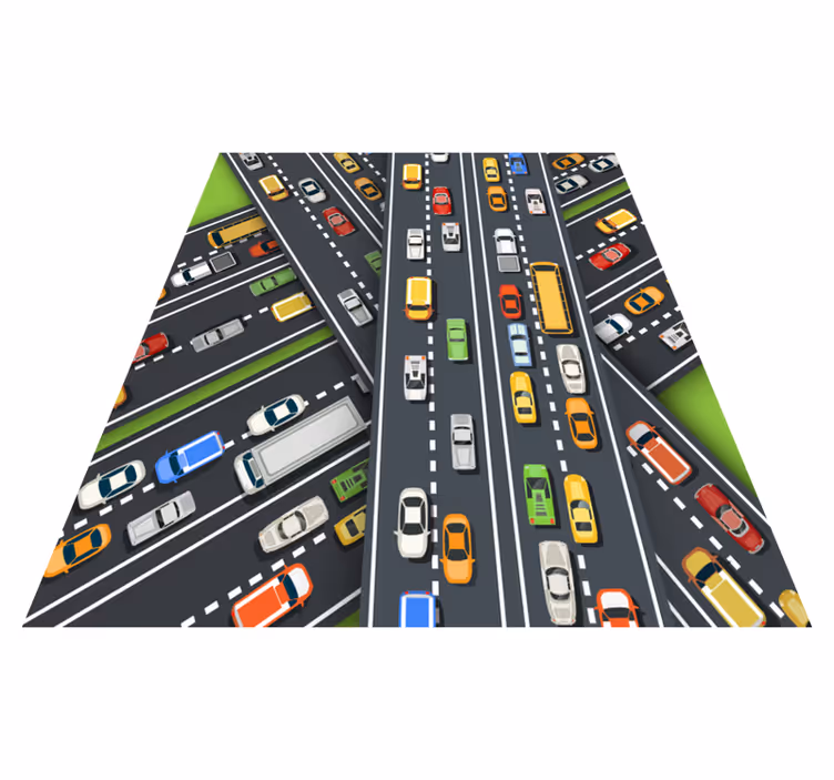 Tapis vinyle autouroute illustration du trafic urbain - TenStickers