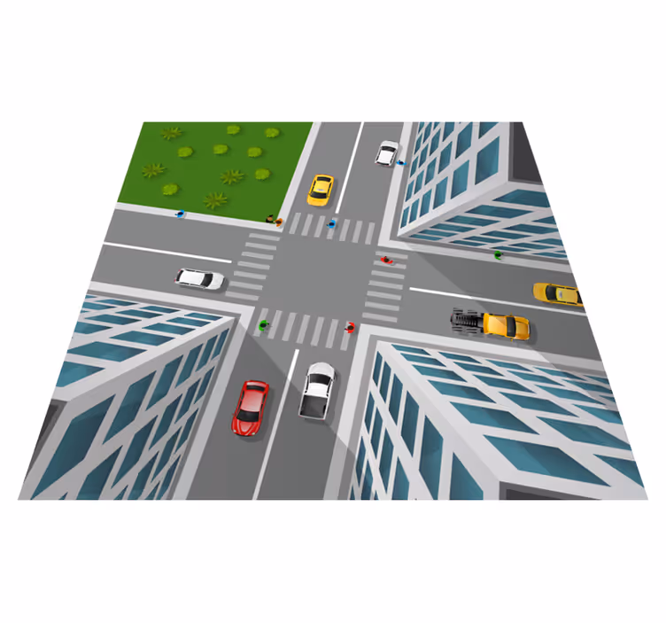 Tapis vinyle autouroute intersection de jeux urbains - TenStickers