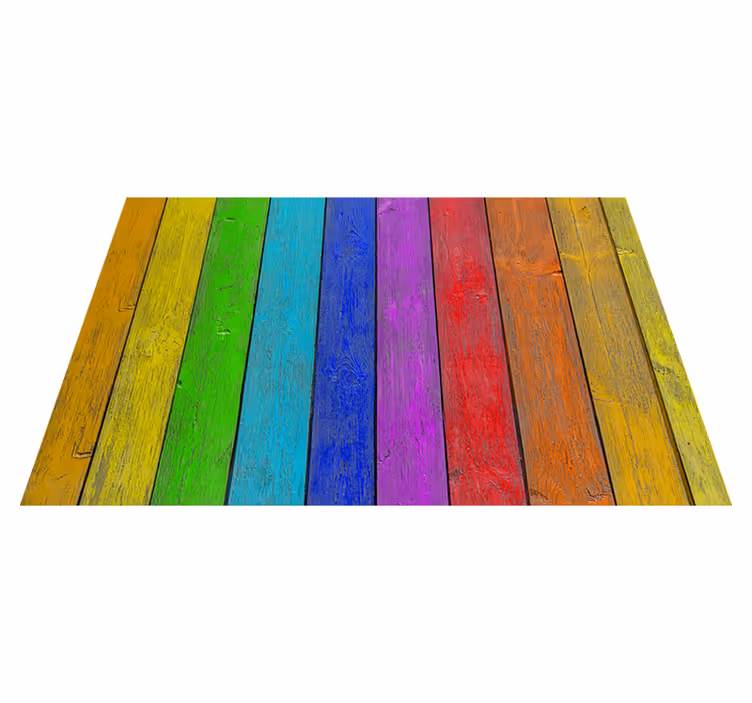 Tapis vinyle texture aspect de planche arc-en-ciel - TenStickers