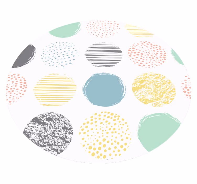 Tapis rond en vinyle à pois dans des tons pastel - TenStickers