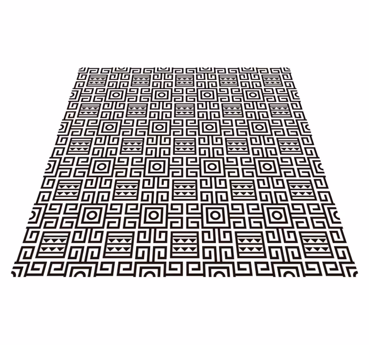 Tapis vinyle géométrique noir et blanc motif style antique - TenStickers