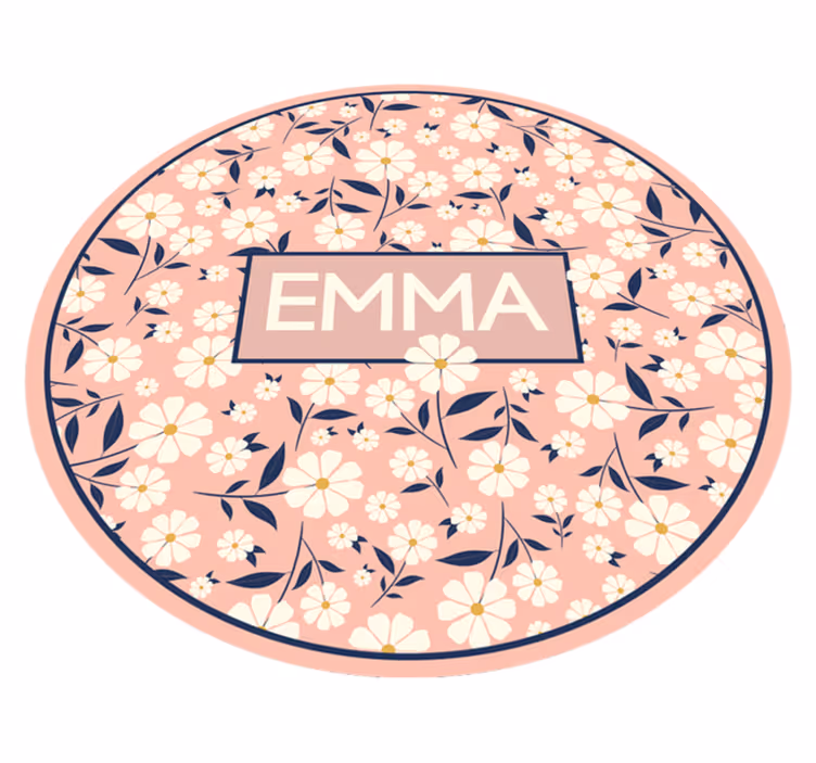Tapis vinyle avec nom cercle floral personnalisé - TenStickers