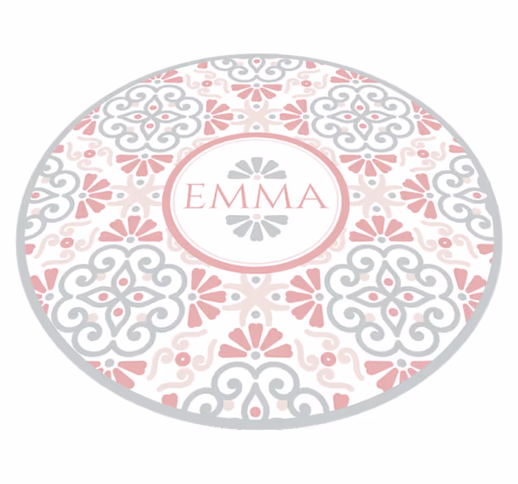 Tapis vinyle salon floral prénom personnalisable - TenStickers