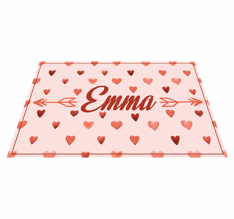 Tapis vinyle avec nom thème coeur personnalisé - TenStickers