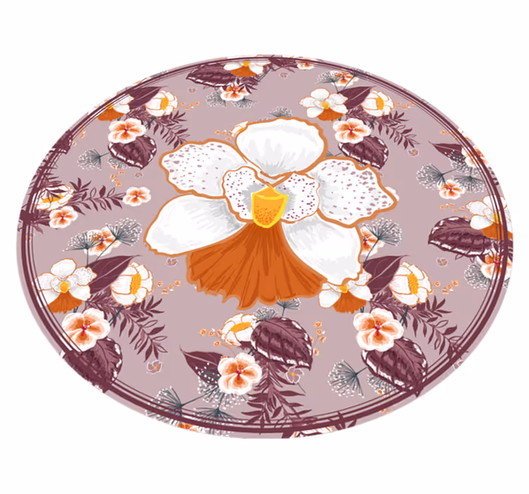 Tapis vinyle fleurs et plantes cercle à motifs floraux - TenStickers