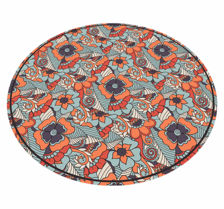 Tapis vinyle fleurs et plantes motif de mandala floral - TenStickers