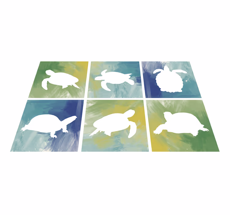 Tapis vinyle animal mosaïque de silhouette de tortue - TenStickers