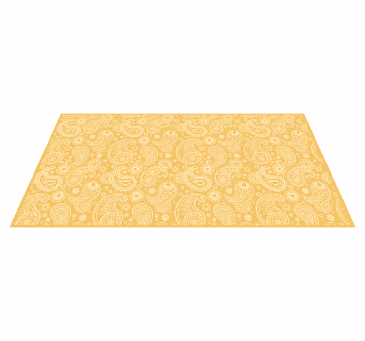 Tapis vinyle jaune motif paisley - TenStickers