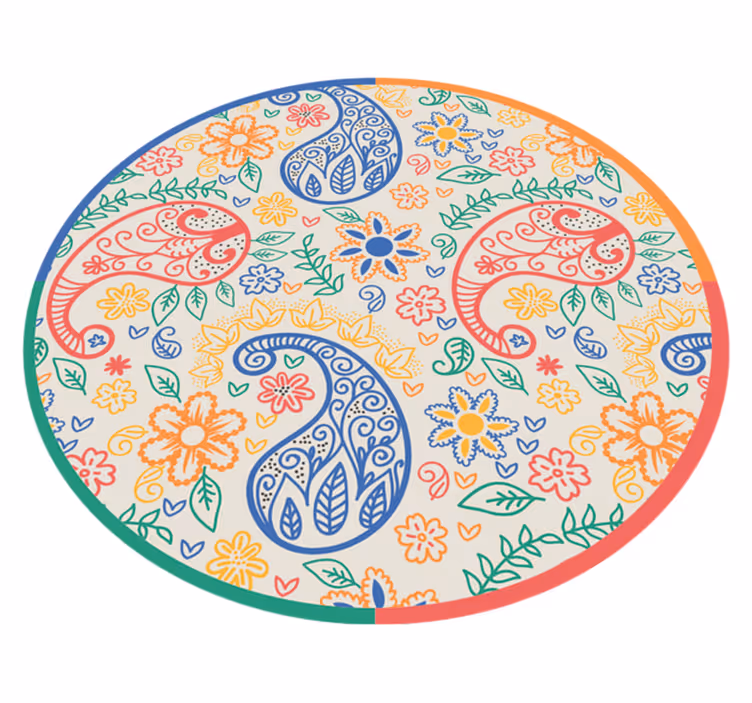 Tapis vinyle fleurs et plantes motifs floraux cachemire - TenStickers