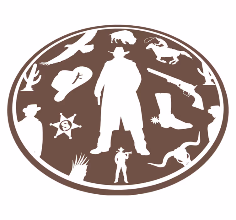 Tapis vinyle pour enfants silhouette de cow-boy - TenStickers
