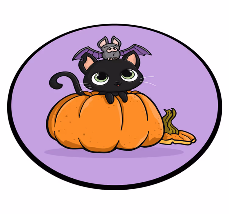 Tapis vinyle pour halloween chat chauve-souris halloween - TenStickers