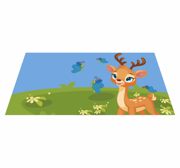 Tapis vinyle pour enfants scène de prairie fauve - TenStickers