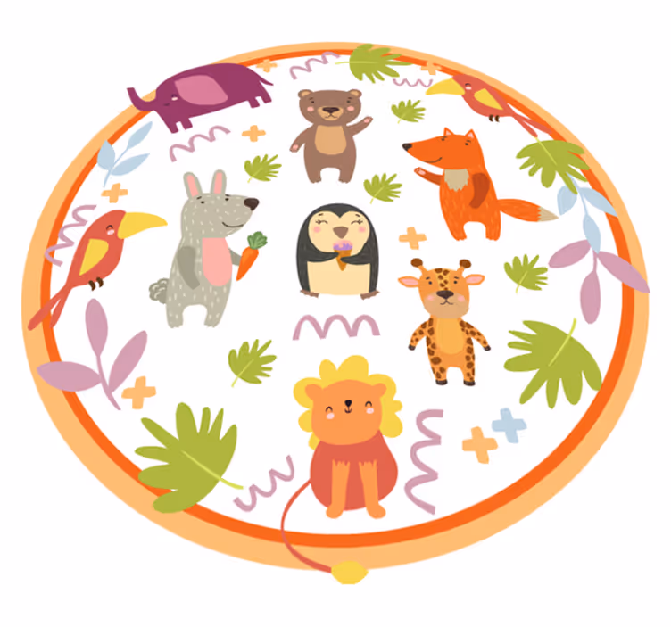 Tapis vinyle pour enfants safari circulaire dans la jungle - TenStickers