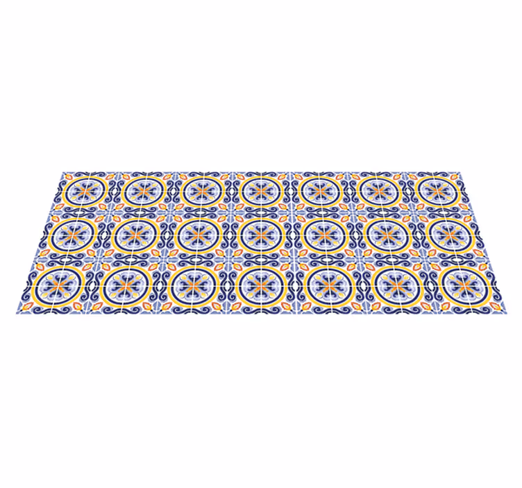 Tapis vinyle carreaux de ciment motif méditerranéen complexe - TenStickers