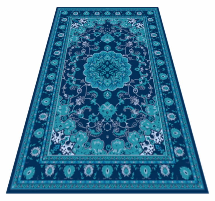 Tapis vinyle mandala motif tons bleus - TenStickers