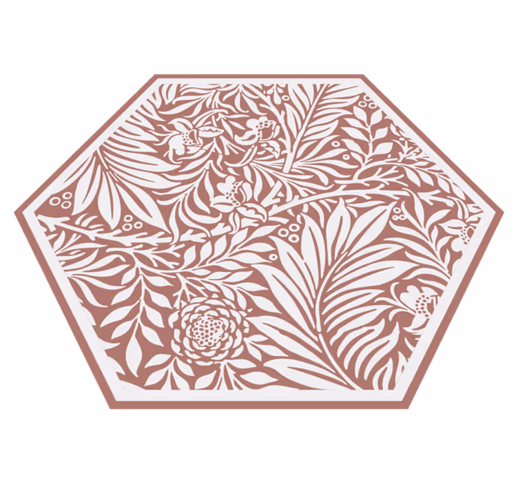 Tapis vinyle fleurs et plantes symétrie florale hexagone - TenStickers