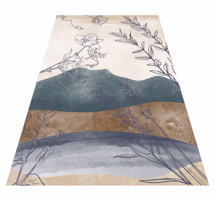 Tapis vinyle fleurs et plantes silhouette botanique - TenStickers