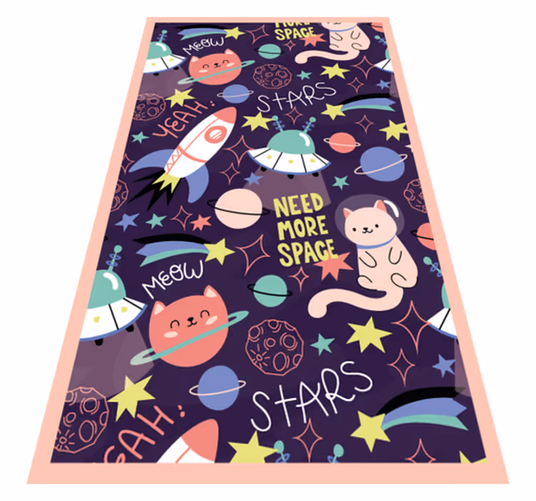 Tapis vinyle pour enfants motif chats de l'espace - TenStickers
