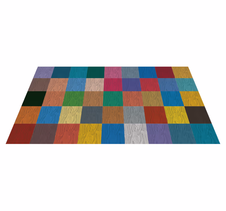 Tapis vinyle imitation parquet damier multicolore - TenStickers