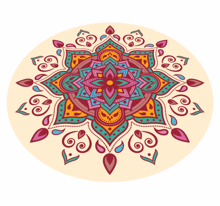 Tapis vinyle mandala rose forme ronde - TenStickers